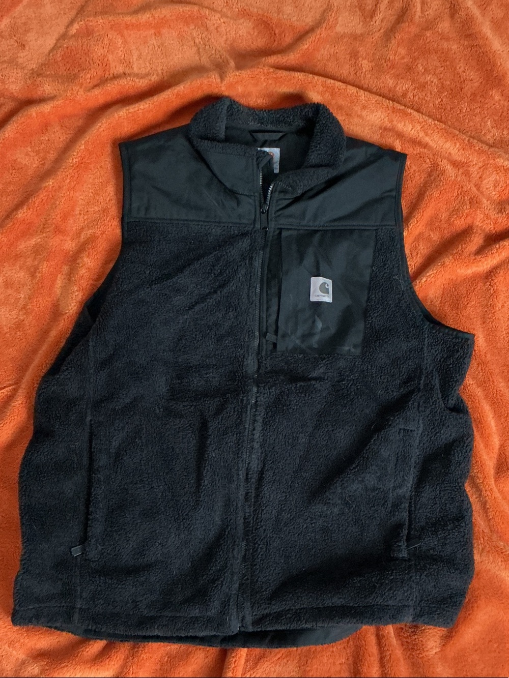 Carhartt Men’s Black Sherpa Fleece Vest with Chest Patch